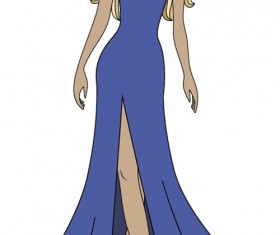 Fashion woman outline vector material 01