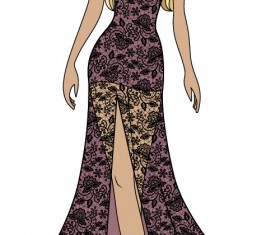 Fashion woman outline vector material 05