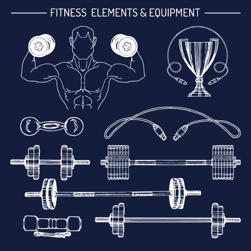Fitness training label with logotype vector set 05