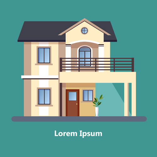 Flat style houses creative template vector set 01