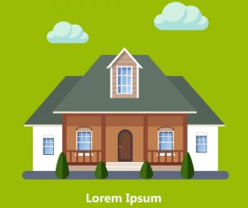 Flat style houses creative template vector set 02