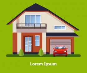 Flat style houses creative template vector set 03