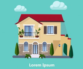 Flat style houses creative template vector set 05