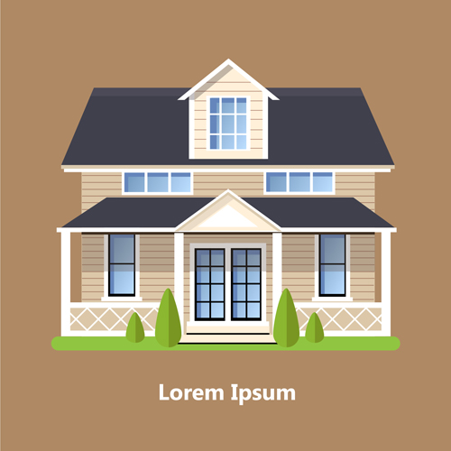 Flat style houses creative template vector set 06 free download