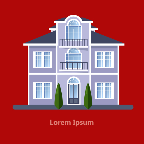 Flat style houses creative template vector set 07