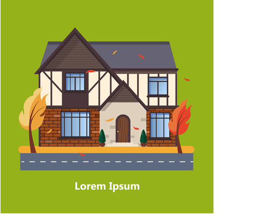 Flat style houses creative template vector set 16