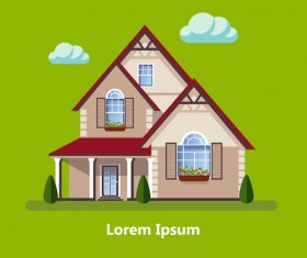 Flat style houses creative template vector set 17