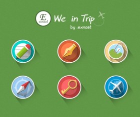 Flat styles travel icons material