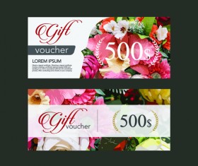 Flower gift voucher vintage template vector