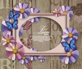 Flower photo frame beautiful vector material 01