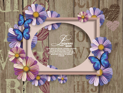 Flower photo frame beautiful vector material 01