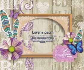 Flower photo frame beautiful vector material 02