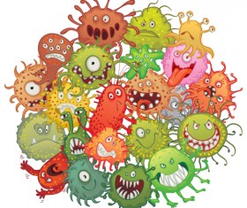 Funny bacteria cartoon styles vector 01