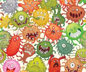 Funny bacteria cartoon styles vector 03