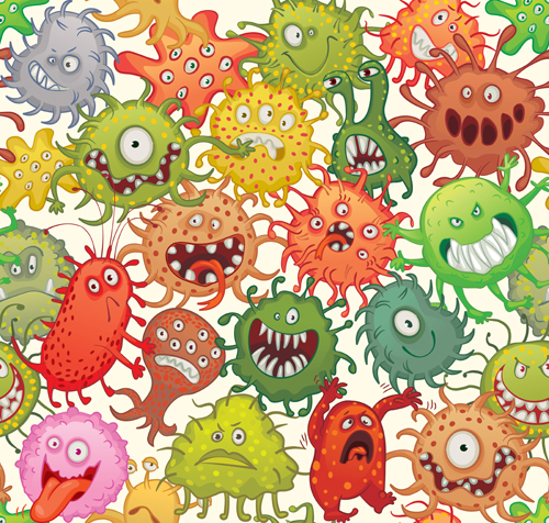 Funny bacteria cartoon styles vector 03