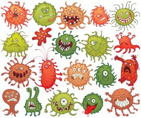 Funny bacteria cartoon styles vector 05