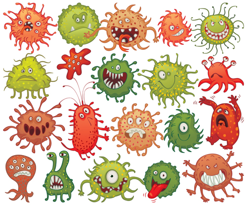 Funny bacteria cartoon styles vector 05