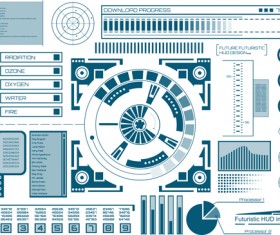 Futuristic HUD Interface template vector 02