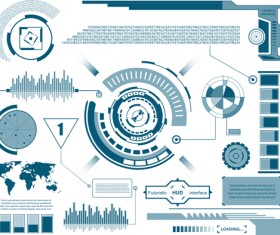 Futuristic HUD Interface template vector 04