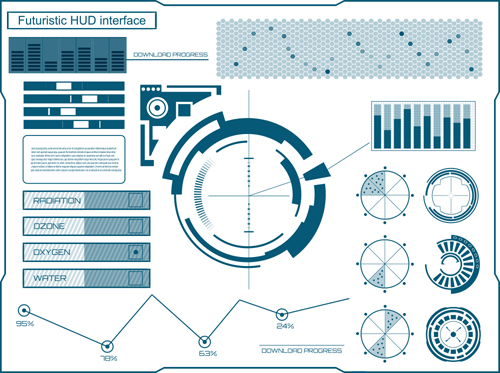 Futuristic HUD Interface template vector 05