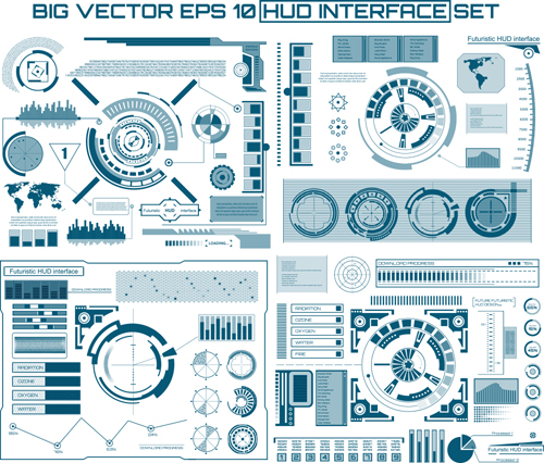 Futuristic HUD Interface template vector 06