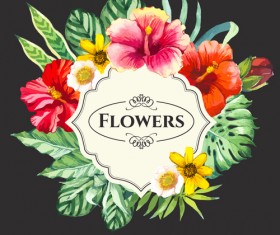 Garden flower frame design art vector 05