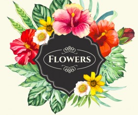 Garden flower frame design art vector 07
