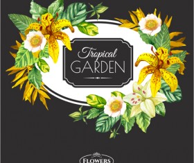 Garden flower frame design art vector 08