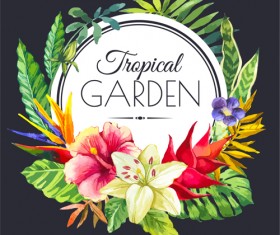 Garden flower frame design art vector 09