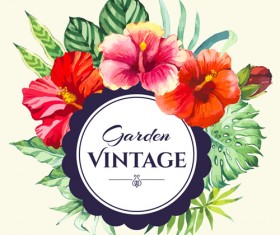 Garden flower frame design art vector 11