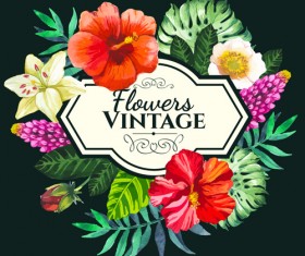 Garden flower frame design art vector 13