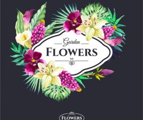 Garden flower frame design art vector 16