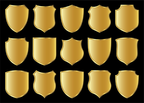 Gold lables blank template vector 01