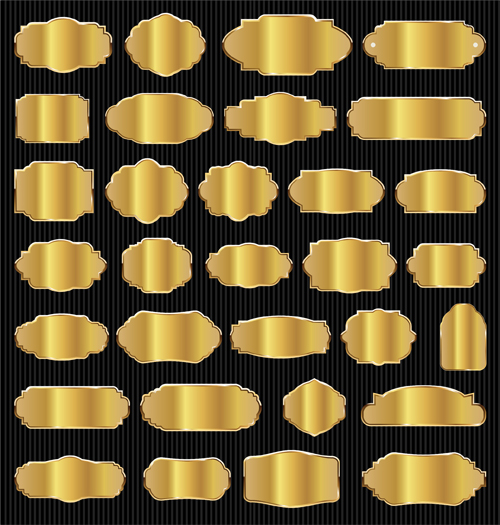 Gold lables blank template vector 02