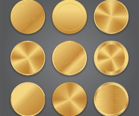 Round gold button vector set