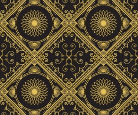 Gold lineart seamless pattern luxury vector 06