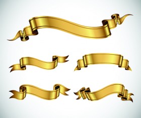 Gold ribbon banners luxury vector 01