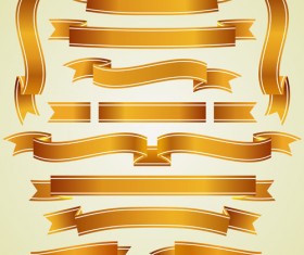 Gold ribbon banners luxury vector 03