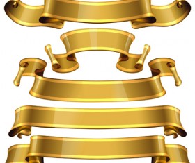Gold ribbon banners luxury vector 04