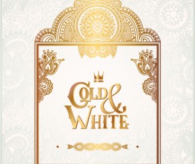 Gold with white floral ornaments background vector illustration set 03