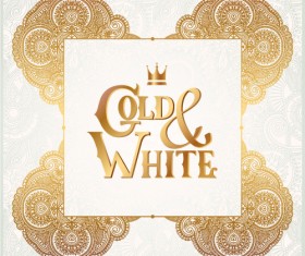 Gold with white floral ornaments background vector illustration set 08