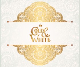 Gold with white floral ornaments background vector illustration set 10