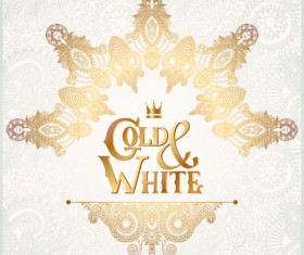 Gold with white floral ornaments background vector illustration set 13