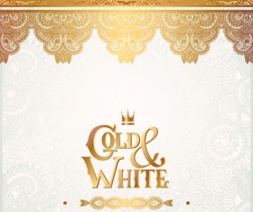 Gold with white floral ornaments background vector illustration set 14
