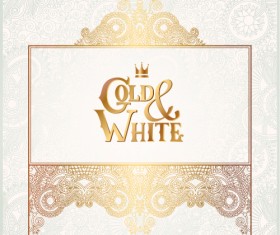 Gold with white floral ornaments background vector illustration set 16