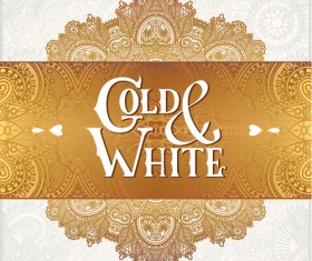 Gold with white floral ornaments background vector illustration set 22