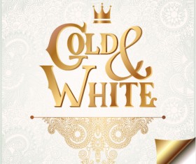 Gold with white floral ornaments background vector illustration set 23