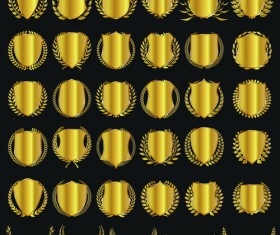 Golden badge with laurel wreaths vector material 01