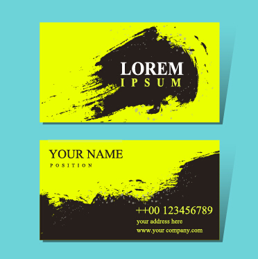 Grunge black with green business card vector
