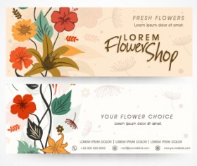 Hand drawn banners flower vectors 01